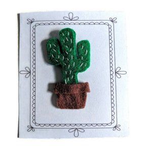 Cactus Felt Brooch Pin Accessory Handmade